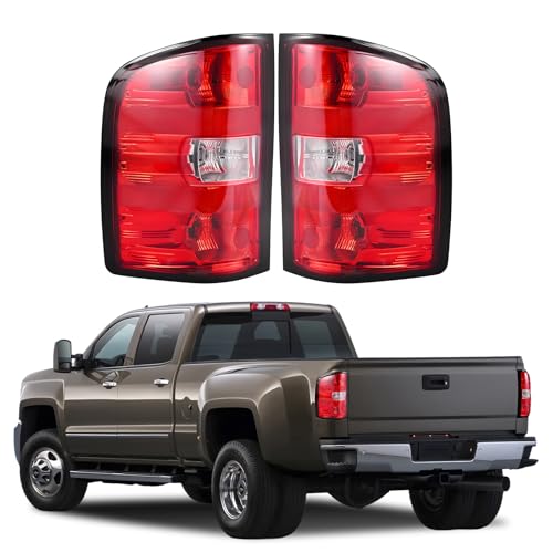 BeamTrack Tail Lights Assembly Compatible with 2007-2013 Chevy Silverado 1500 2500HD 3500HD Rear Brake Taillight Replacement Set Left Driver & Right Passenger Side, with Bulbs & Harness