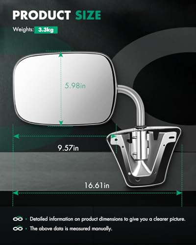 SCITOO Side View Mirrors Fit For 1973-1991 For Chevy Blazer For GMC Jimmy Suburban C10 20 30/C/K1500 2500 3500/C15 25 35 Towing Mirror ABS Plastic Manual Folding