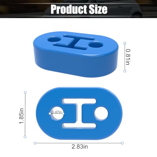 Exhaust Hangers Upgrade EPDM(More Durable than Rubber) Muffler Bushing Insulator Shock Absorbent Mount Bracket 2 Hole 12mm (73mm x 47mm x 21mm) Universal Fit - 4PCS (Blue)