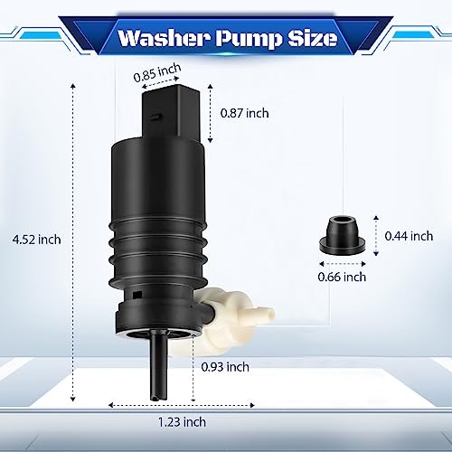 HHCSOP Windshield Washer Pump w/Grommet, Windshield Washer Motor Replacement for Jeep Dodge Chrysler Volkswagen Audi BMW Chevrolet Ford