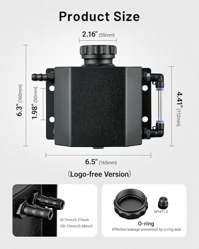 EVIL ENERGY Coolant Overflow Tank, Aluminum Radiator Tank, Reservoir Expansion Tank Universal 1L Black