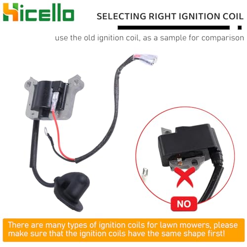 Hicello 62mm Brush Cutter Ignition Coil, 43CC 49CC 52CC Strimmer Ignition Coil Module for 2-stroke Engine Grass Trimmer Multi Tool Tiller Cultivator Garden Machines