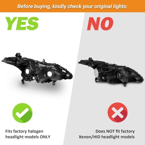 KarSpareHub Headlights W/Bulbs for 2013 2014 2015 Nissan Altima 4-Door Sedan Headlamp Replacement Driver & Passenger Side (DOES NOT FIT XENON/HID)