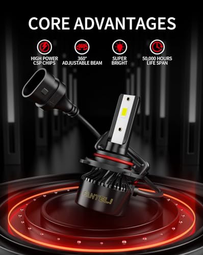 FANTELI 𝟫𝟢𝟢𝟧/𝟫𝟢𝟢𝟨 Bulbs Combo 6500K Cool White 34000LM 800% Brightness, 1:1 Size Plug and Play IP68 Waterproof Off Road Lights, Pack of 4