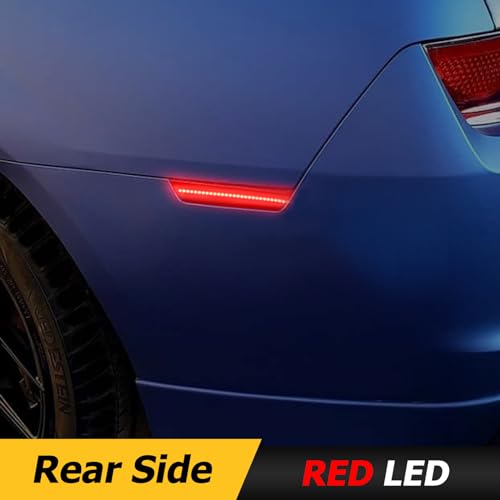 AUTOXBERT Front Rear Side Fender Marker Light for 2010-2015 Chevy Camaro 2010 2011 2012 2013 2014 2015, 2 Amber & 2 Red Side Marker Lights (Smoked Black Lens)