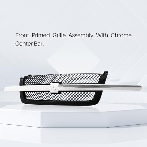 CarPartsDepot Front Grille Bright & Black Grill Compatible With Chevrolet 2003-2006 Silverado 1500 2500 3500 & 2007 Silverado Classic GM1200489 19168629