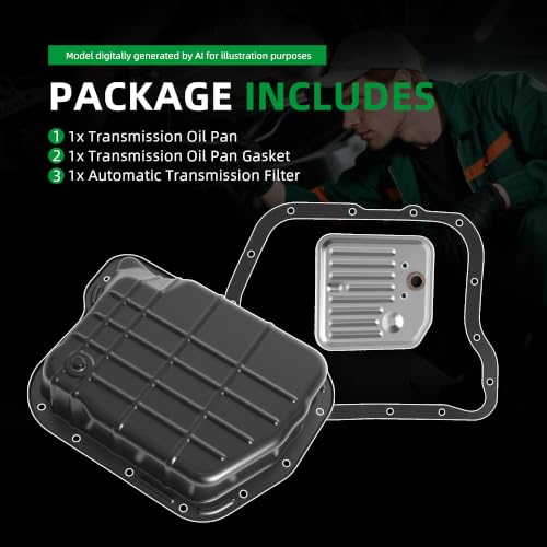 Riyhch Transmission Oil Pan with Gasket, Drain Plug & Transmission Filter, for 46RE 47RE 48RE, for Dodge Ram 1500 2500 3500 1998-2006, for Dakota Durango 1998-2003, 4.7L 5.2L 5.9L 6.7L 8.0L 8.3L