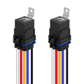 Ronybuy 5-Pin Waterproof Relay Kit 40/30 AMP 12V Relay Switch with Harness 12&16 AWG Tinned Copper Wires, SPDT Automotive Relay Kit for Horns Starters Radiator Motor Fans Boats, Pack of 2