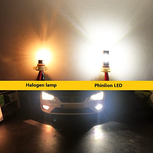 PHINLION 2504 PSX24W 12276 LED Fog Light Bulbs, 3200 Lumens Super Bright, 6000K Xenon White, 3030 30 SMD Chips, DRL Replacement Lamps for Cars, Trucks, SUVs, Pack of 2