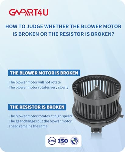 GVPART4U Front Blower Motor for 2000 2001 2002 2003 2004 2005 2006 Chevy Tahoe Silverado Avalanche Suburban, 2000-2006 GMC Sierra Yukon, 2003-2006 Cadillac Escalade