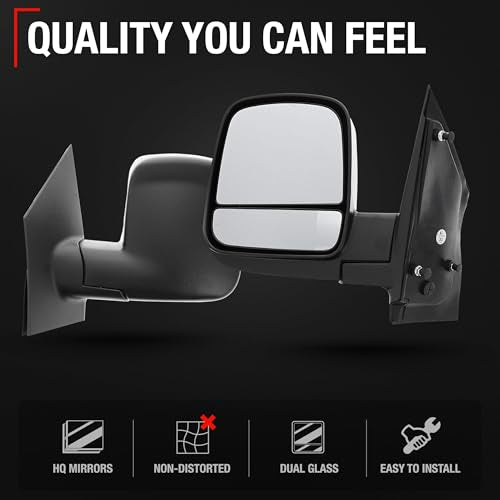 Driver Side Mirror Compatible with 2008-2015 Chevrolet Express & GMC Savana 1500, 2008-2021 Express & Savana 2500 3500, Manual Folding, Dual Glass, Textured Black - OEM 20838065, GM1320395
