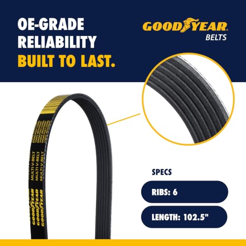 Goodyear Belts 1061025 Serpentine Belt, 6-Rib, 102.5" Length for 1986-2014 for 1986-1994 Buick & 1988-2002 Chevrolet & 1993-2014 Ford