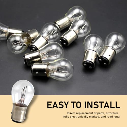 Zikefest 10PCS 1157 Bulb, Tail High and Low Brake Light Bulb, P21/5W S25 2057 2357 7528 BAY15D Light Bulb, Turn Signal Light Bulb Replacement, Universal Halogen Brake Tail Light Parking Light (White)