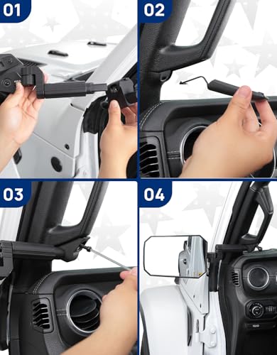 JOYTUTUS Mirrors Doors Off Compatible with 2018-2023 Wrangler JL/JLU & Gladiator JT, JL Side Mirrors with Ball Adapter, Wider View No Vibrate & Wobble (NOT FIT 2024-2026 Wrangler & Gladiator JT)
