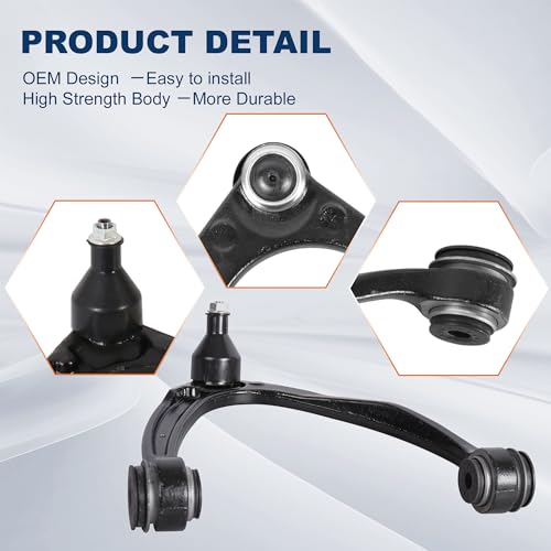 KUIPERAUTO 12PCS Front Suspension Upper Lower Control Arms Compatible With 2007-2013 Chevy Silverado Avalanche Suburban GMC Sierra 1500 Yukon Cadillac Escalade