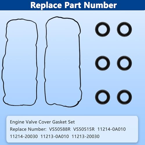 VS50588R Engine Valve Cover Gasket Set Kit for Toyota Avalon Camry Solara Sienna Highlander Lexus RX300 RX330 ES300 ES330 RX400h 3.0L 3.3L 1999 2000 2001 2002 2003 2004 2005 2006 2007 2008 2009 2010