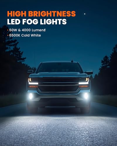 4X4FLSTC LED Fog Lights Assembly Compatible with 2016 2017 2018 Chevy Silverado 1500 models DOT Bumper Driving Lights Fog Lamps Replacement with DRL Halo Black