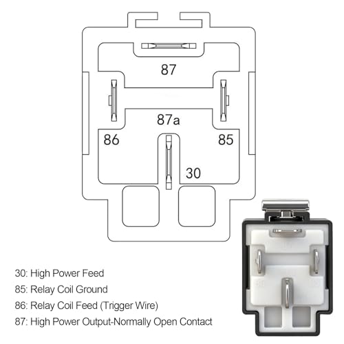 Weasch Fuse Relay Switch Kit, 12V 30A, 4 Pin SPST, 30A Switch Harness Set, Automotive Electrical Relays with 14 AWG Hot Wires (1)