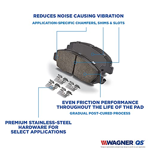 DRiV Wagner Disc Brake Pad Set - ZD866 - Ceramic Brakes for Car - Reduces Noise & Restores Braking Performance - Stainless-Steel Hardware - QS - Ceramic