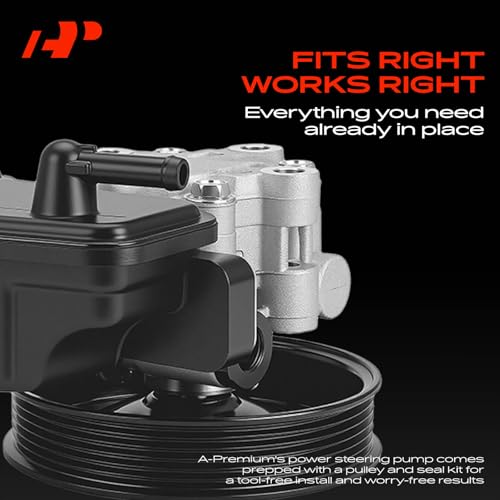 A-Premium Power Steering Pump, with Reservoir & Pulley, Compatible with Dodge Dakota 2005 2006 2007, 3.7L 4.7L, Replace # 52855186AH, 52855186AE