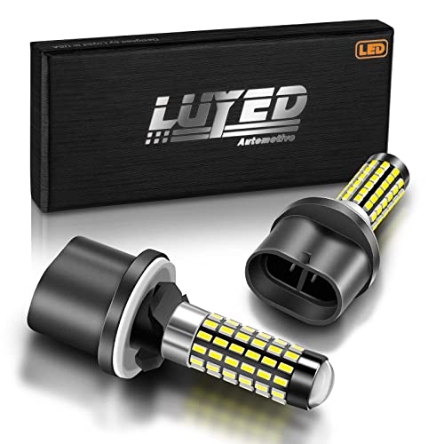 LUYED 880 LED Fog Lights Bulb 400% Brightness 886 890 892 893 LED Bulb with Projector for DRL or Fog Lights,Xenon White,Pack of 2