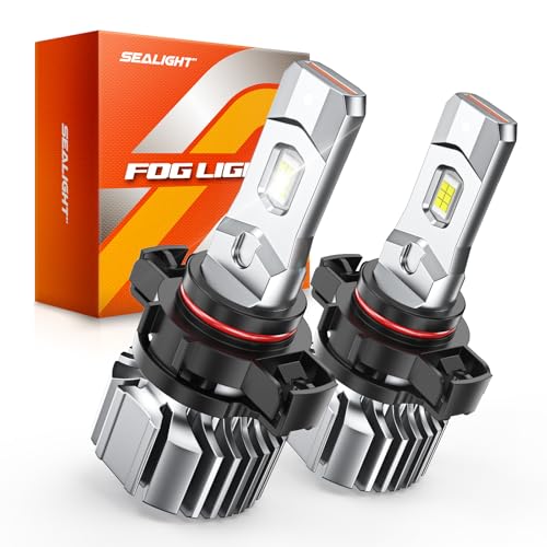 SEALIGHT 5202 LED Fog Light Bulbs, 44000LM Super Bright 5202 5201 PS19W PS24W Fog Light LED Bulbs, 6500K Cool White Plug & Play, 984FT Penetration, 70,000H Lifespan, Pack of 2