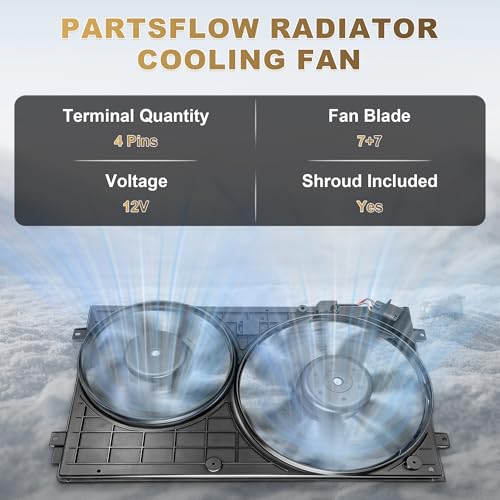 PartsFlow Radiator Cooling Fan Assembly For 2005-2013 Volkswagen Jetta, 2006-2009 Rabbit, 2010-2013 Golf, 2012-2013 Beetle/Passat 620-843