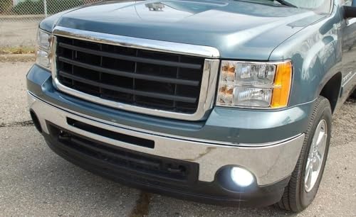 iJDMTOY OEM-Spec Clear Lens Fog Light Assemblies with Xenon White LED Bulbs Upgrade Compatible With GMC 2007-2013 Sierra 1500 2500 3500