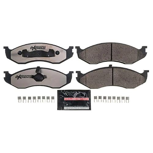 PowerStop Front Brake Pads for Jeep Cherokee 1990-01 |Comanche 1990-92 |Grand Cherokee 1993-98 - Z36 Truck & Tow Carbon-Fiber Ceramic Brake Pads with Installation Hardware, Z36-477