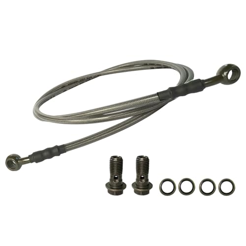 Vanlison 82" / 210CM Braided Hydraulic Brake Hose Line with 2 Banjo Nuts Universal Brake Line Compatible with GY6 Kazuma Sunl Taotao Roketa Jonway Scooter Moped Dirt Bike Go Kart ATV 10MM Banjo Ends