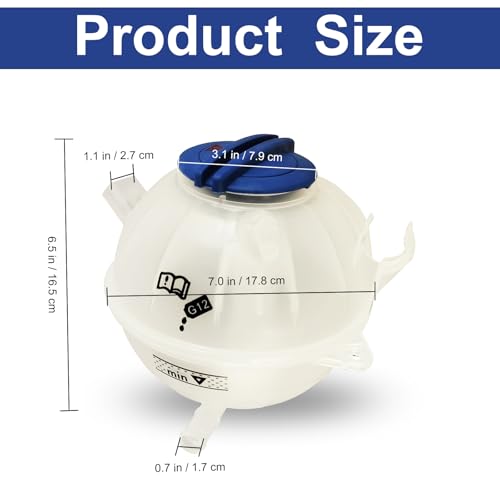 603-253 1K0121407A Coolant Reservoir Tank with Cap for 2006-2019 Aud1 A3 Q3 TT RS3 & VW Jetta Passat Golf GTI Beetle CC Eos Rabbit (2006-2019 Models) - Replacement Engine Coolant Expansion Tank