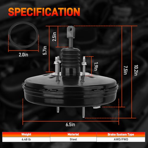 54-72020 Vacuum Power Brake Booster Compatible with Ford Edge Limited SE SEL Sport, Lincoln MKX Base 2011-2015 3.5L 3.7L V6 A/T AWD FWD, Replace # BA1Z2005A, BT1Z2005A, BT4Z2005A, CT4Z2005A, CT4Z2005E