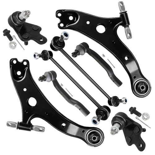 SCITOO 8pcs Front Suspension Kit Lower Control Arm Assembly Lower Ball Joints Outer Tie Rod Ends Sway Bar Links fit for 2012-2017 for Toyota Camry 2013-2018 for Toyota Avalon