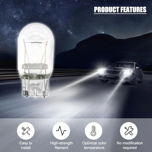 TNAIYH 10PCS Car 7443 Bulb, T20 12V W21/5W Clear Glass Vehicle Stop Brake Tail Turn Signal Light, Long Life DRL Reverse Light Miniature Bulb, Compatible with Silverado Canyon Fusion (Clear)