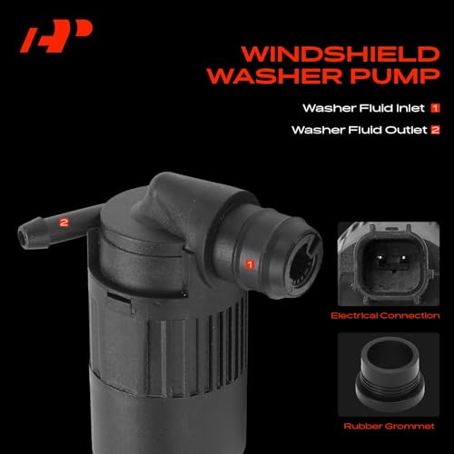 A-Premium Front Windshield Washer Pump Compatible with Ford F-150 Lightning, F-250 F-350 Super Duty, Fusion, Taurus, Ranger, Police Interceptor Sedan & Lincoln MKZ, MKS, Continental & Mercury Sable