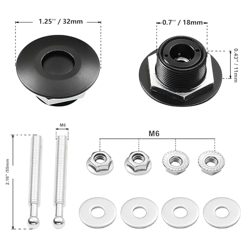 STETION Quick Release Latch License Plate Lock Clip 1.25" Diameter Aluminum Alloy Car Hood Pins Lock Clip Kit for Bumper Hood License Plate (2 Pack - Black)