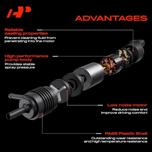 A-Premium Windshield Washer Pump Compatible with Chevrolet Equinox & Volkswagen Passat, Golf, GTI, e-Golf, EuroVan & Jeep Renegade & Fiat 500, 500X, 500L & Suzuki XL7 & Saturn & Pontiac & Ram