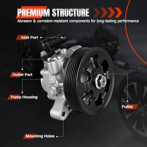 Power Steering Pump 21-5456 with Pulley Compatible with Honda Civic 1.8L 2006 2007 2008 2009 2010 2011, Power Assist Pump Replace# 56110-RNA-A01, 56110-RNA-A02