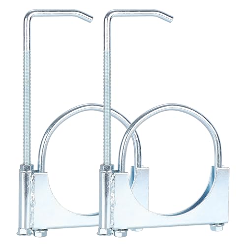 LCGP 4" Universal Exhaust Clamp with Hanger Made of Heavy-Duty Steel Clamp with Rear Muffler Hanger Exhaust Pipe 2PCS