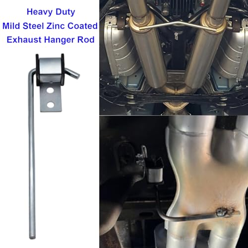 Ganluuree 10PCS Exhaust Hanger Rod Set 10" 7.6" 90°Bend Adjustable Rubber Exhaust Muffler Hangers Mild Steel Zinc Coated Car Automotive Replacement Clamps Flanges Parts 2 Hole 4 Hole Insulator Mount