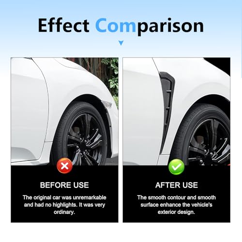 YAWUROU 2 PCS Car Side Fender Vent Trim, Spoiler Body Fender Decorative Stickers, Self-Adhesive Sport Style Air Intake Grille Decorative Sticker, Universal for Most Cars (Carbon Fiber)