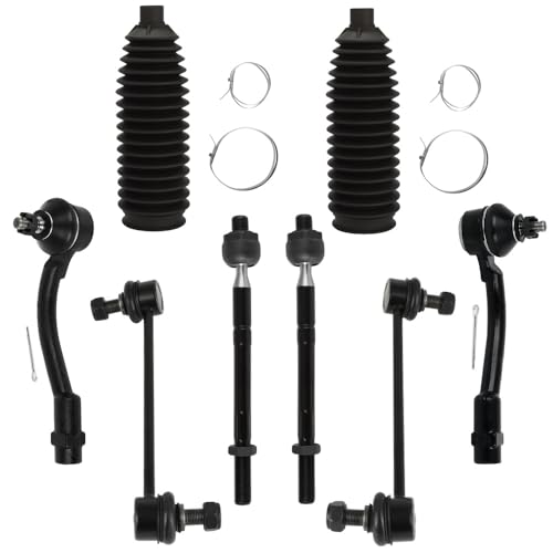 Front Inner Outer Tie Rod End w/Steering Boot fit for Kia Soul 2012 2013, Suspension Kit with Sway Bar Link - 8pc Set