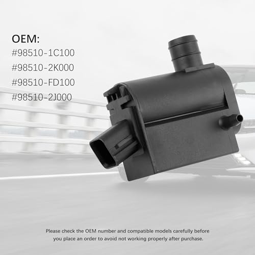 Windshield Washer Pump Replacement OEM#98510-1C100,98510-2K000 with Grommet,Windshield Wiper Pump Compatible with Kia Hyundai,Standard Windshield Washer Fl(for Kia)