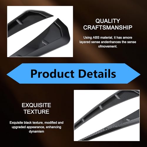 YAWUROU 2 PCS Car Side Fender Vent Trim, Spoiler Body Fender Decorative Stickers, Self-Adhesive Sport Style Air Intake Grille Decorative Sticker, Universal for Most Cars (Carbon Fiber)