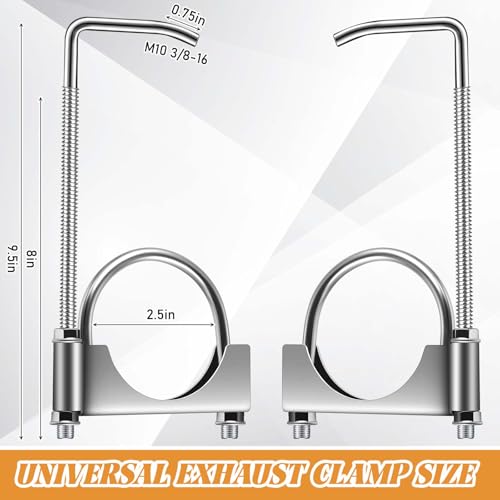 Datanly 1 Pcs 2.5 Inch Universal Exhaust Clamp with Hanger, Made of Heavy-duty Clamp with Rear Muffler Hanger Exhaust Pipe for Cars, Trucks Pipes