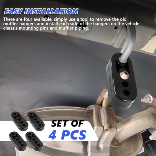 Wuyaoyao 4PCS Car Rubber Exhaust Hanger, 0.47" 4 Holes Adjustable Muffler Hanger, Exhaust Insulator Bushing Shock Absorber Bracket, Universal High-Density Tailpipe Damping Hanger