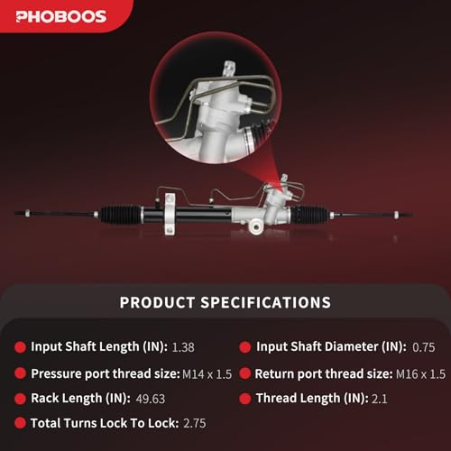 PHOBOOS Hydraulic Power Steering Rack and Pinion Assembly Compatible with Nissan Altima 2002-2006 L4 2.5L. New Unit, Leak Resistance, Direct Fit, Ref. 26-3013
