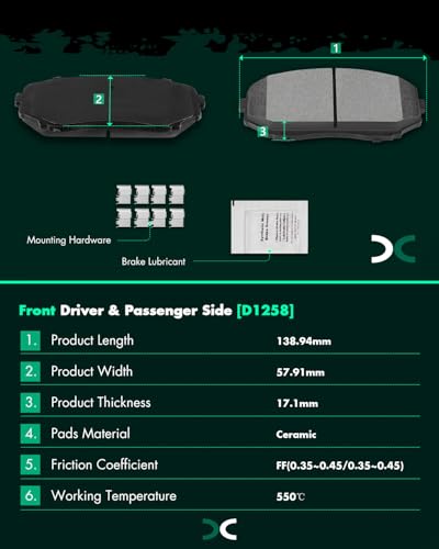 Ceramic Brake Pads Kits,SCITOO 8pcs Brakes Pads Set fit for 2007-2010 for Ford Edge,2007-2010 for Lincoln MKX,2007-2012 for Mazda CX-7,2007-2015 for Mazda CX-9