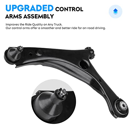 8PCS Front Lower Control Arm for Dodge Grand Caravan 2008-2018, for Chrysler Town & Country 2008-2016, for Volkswagen Routan 2009-2010, Sway Bar + Outer Tie Rod End Link Suspension Kit K622034 K622033