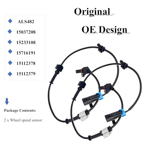 ABS Sensor Front Left Right Compatible for Chevy Silverado/Express/Suburban/Tahoe & GMC Sierra/Savana/Yukon XL & Cadillac Escalade 4.3L 4.8L 5.3L 5.7L 6.0L ABS Wheel Speed Sensor Replace#19181873